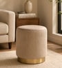 Groovy Velvet Fluted Pouffe In Brown Colour