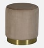 Groovy Velvet Fluted Pouffe In Brown Colour