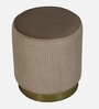 Groovy Velvet Fluted Pouffe In Brown Colour