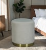 Groovy Velvet Fluted Pouffe In Cream Colour
