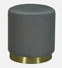 Groovy Velvet Fluted Pouffe In Dark Grey Colour