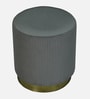 Groovy Velvet Fluted Pouffe In Dark Grey Colour