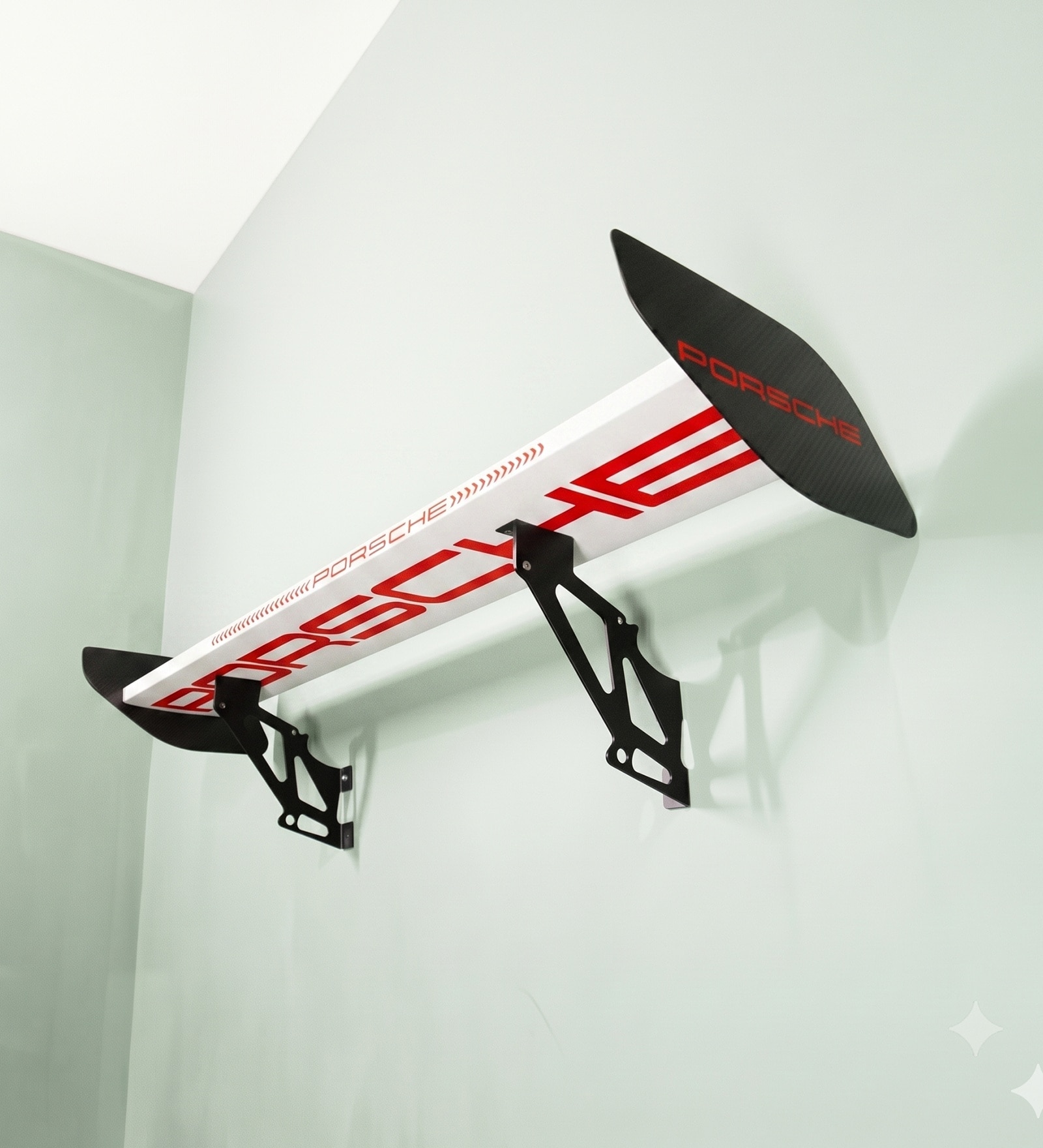 Gt4 Rs Porsche Spoiler 27 Inches Shelf Red On White   Wall Mounted Car Spoiler Shelf