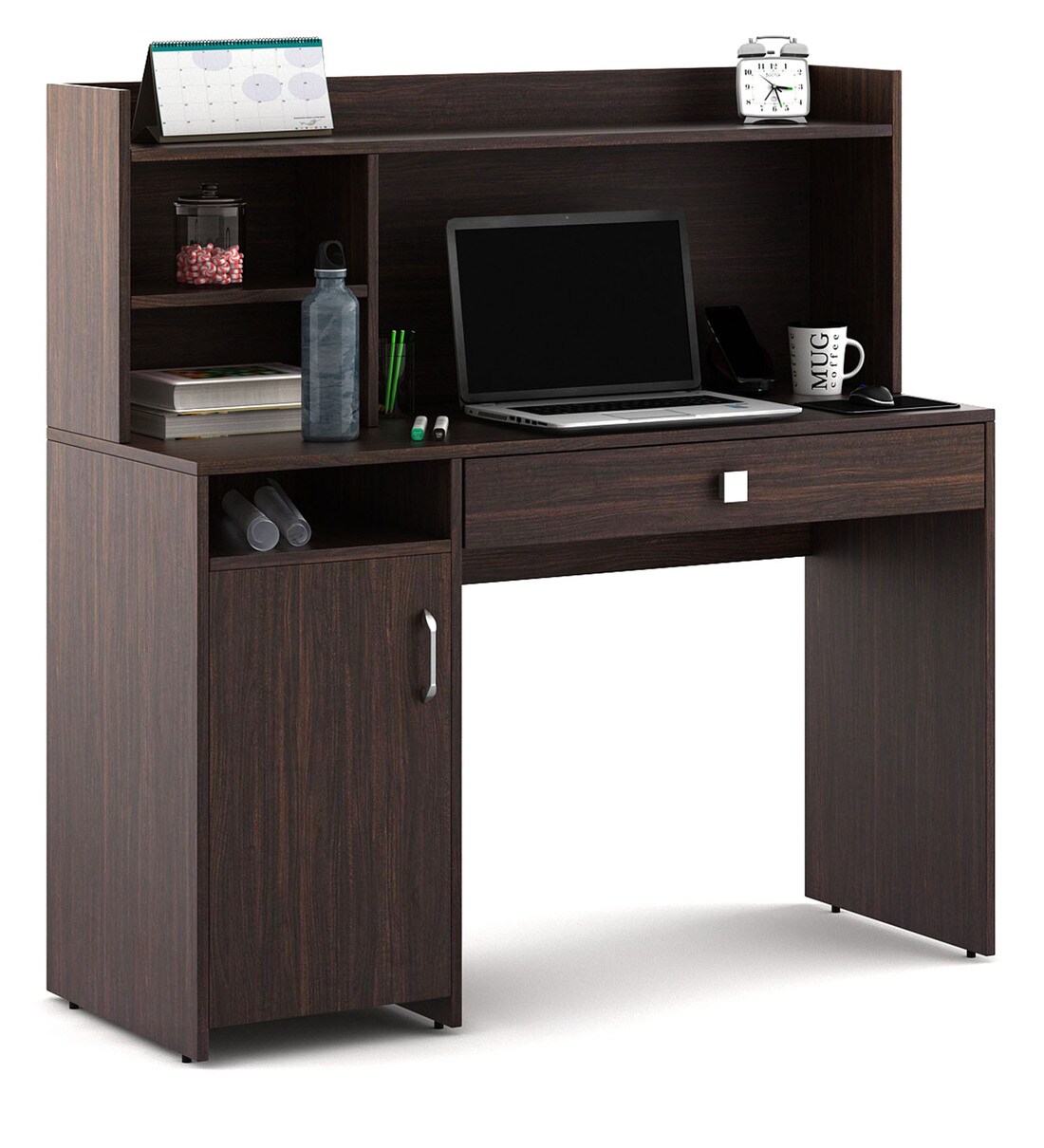 Buy Guide Hutch Table in Choco Walnut Finish by A Globia Creations