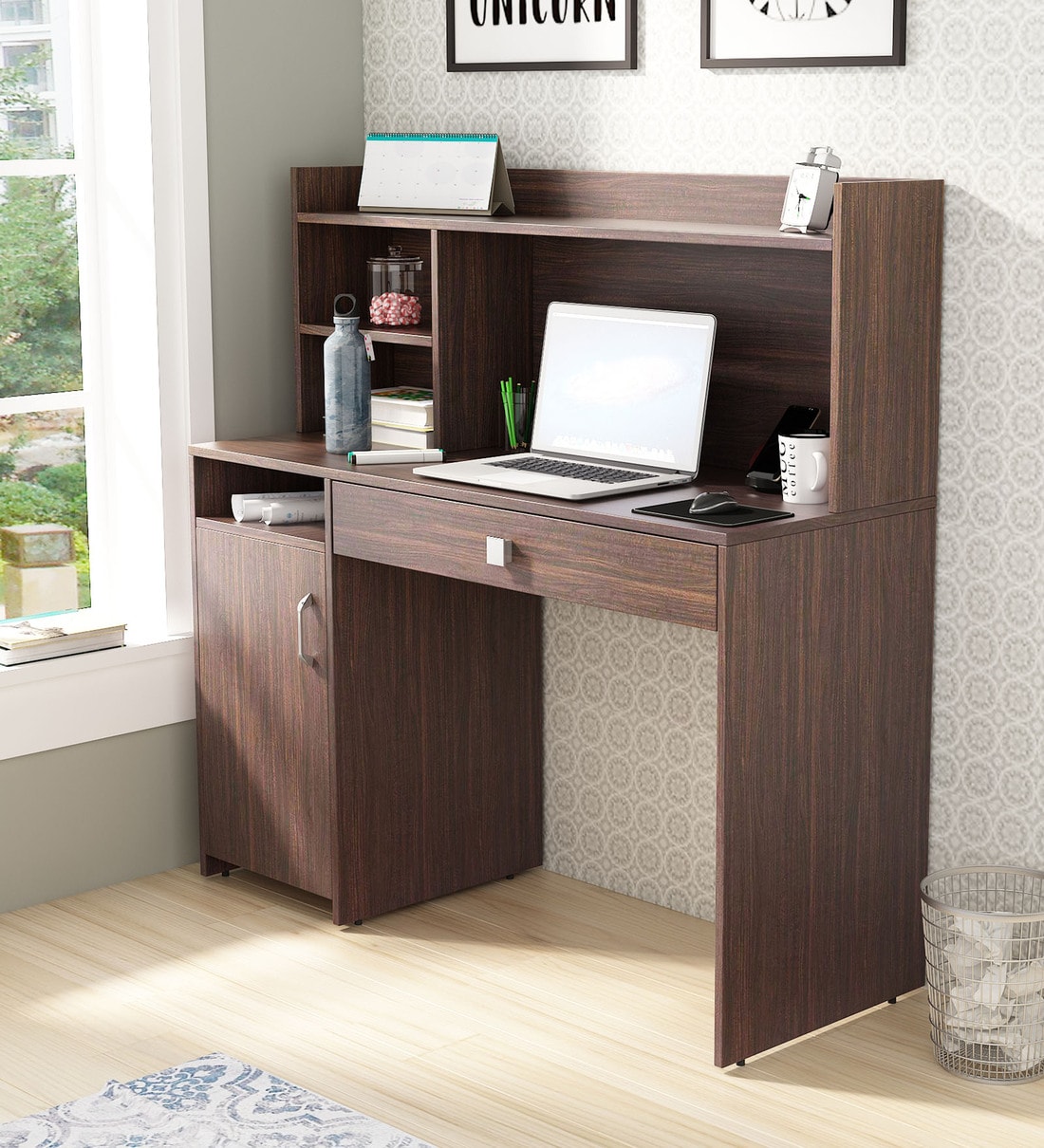 Buy Guide Hutch Desk in Choco Walnut Finish at 17% OFF by A GLOBIA ...