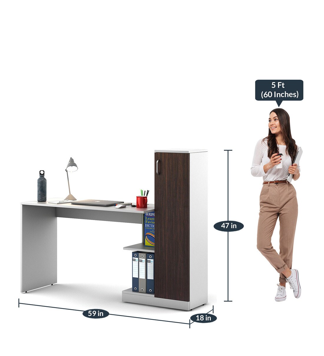 Buy Guide Writing Table in Frosty White Colour by A Globia Creations