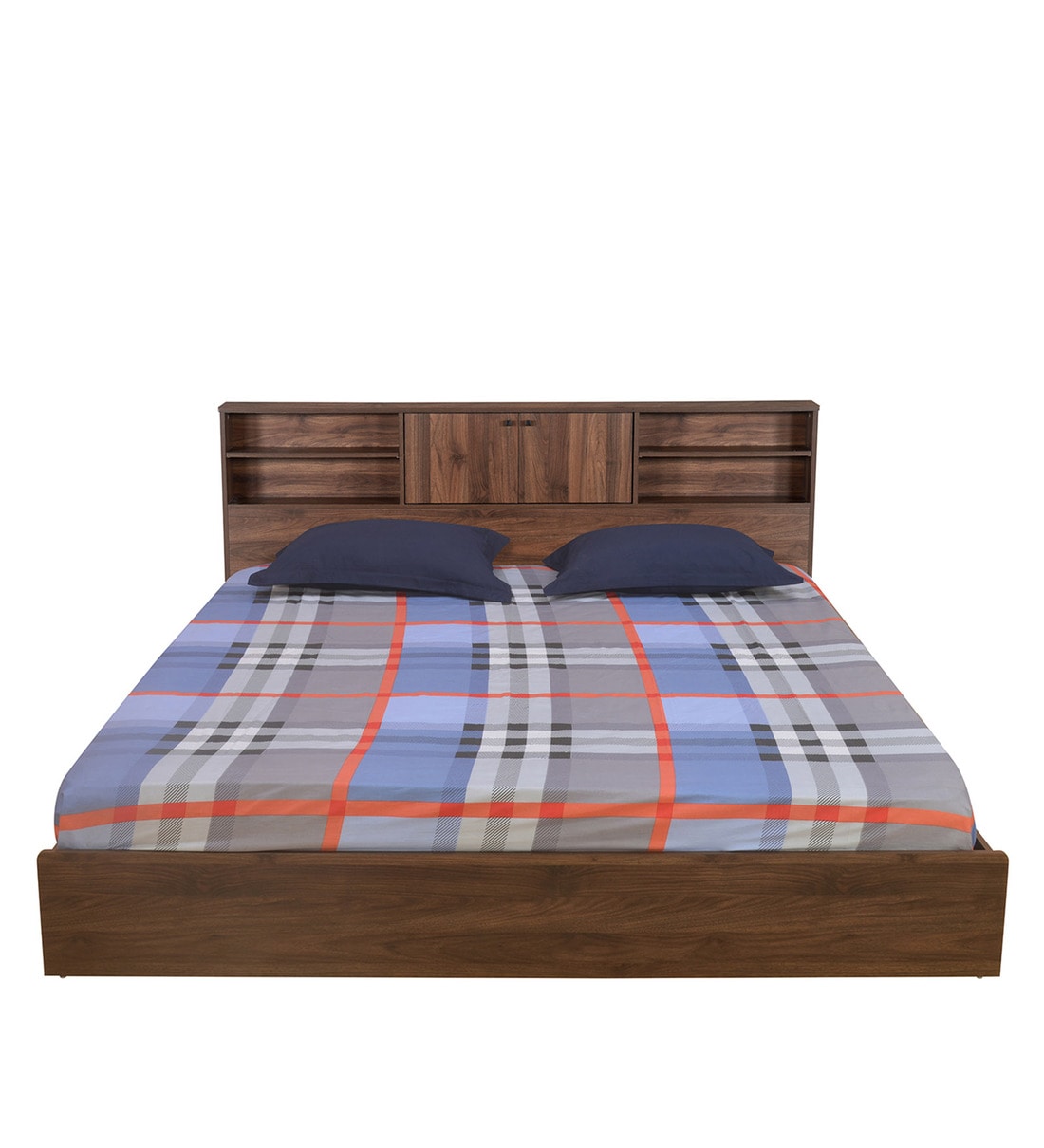 Buy Gunner Queen Size Bed with Storage in Wenge Finish by home Online