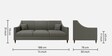 Guildford Fabric 3 Seater Sofa In Steel Grey Color