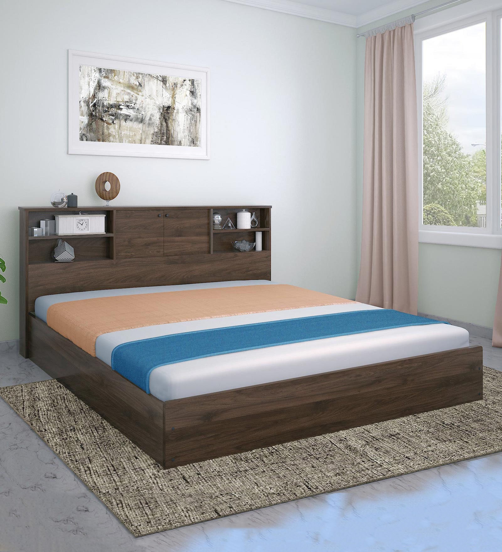 Gunner King Size Bed in Wenge Finish with Box Storage