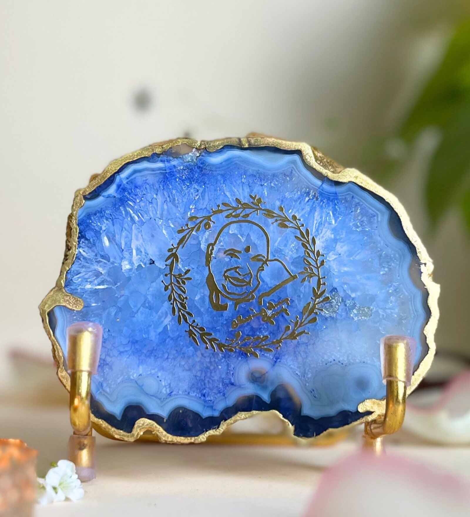 GURU JEE Metal Holder with Blue Agate