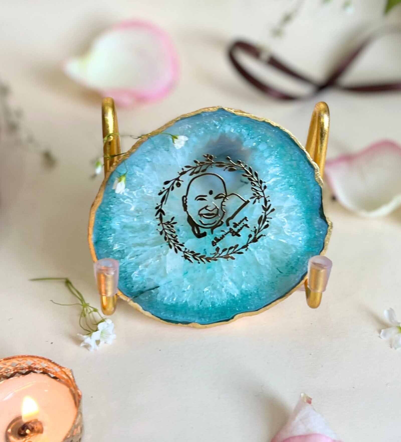GURU JEE Metal Holder with Green Agate