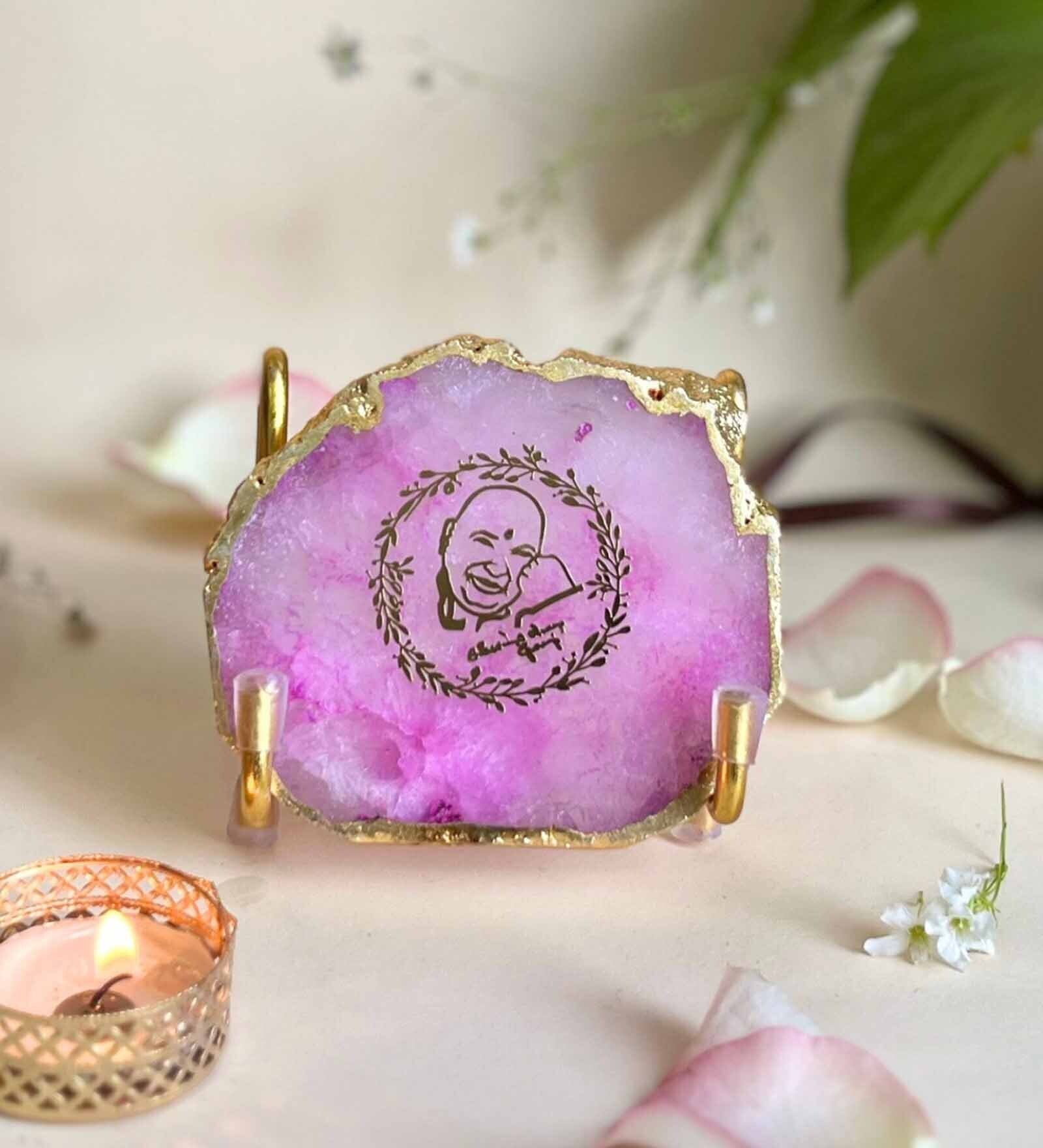 GURU JEE Metal Holder with Pink Agate