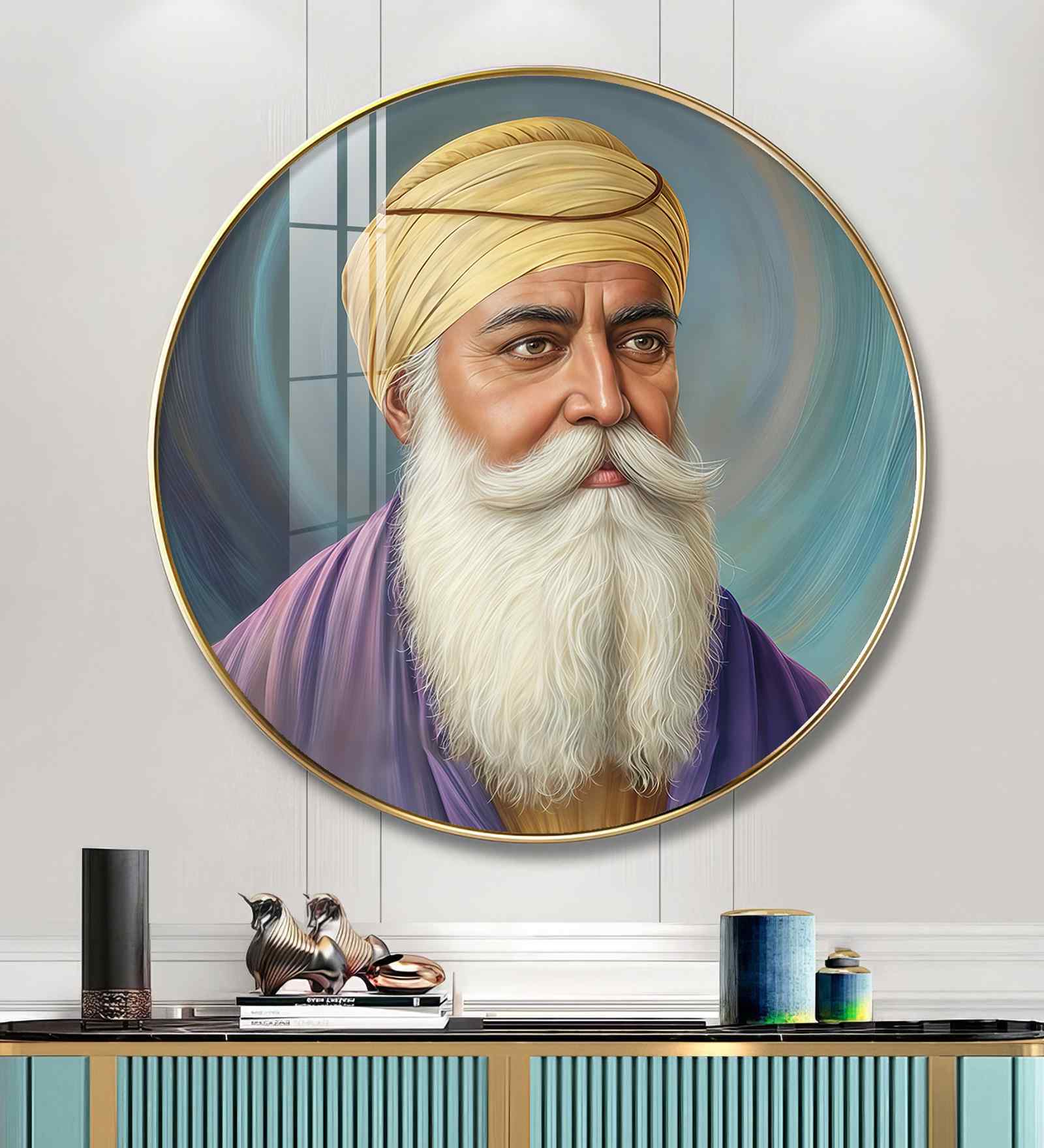 Guru Nanak Ji Acrylic Round Wall Art