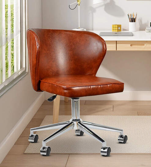 Guldev Leatherette Guest Chair In Tan Colour