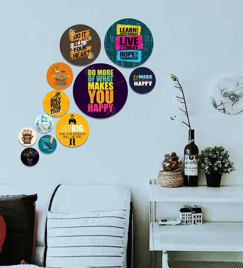 Set of 11 Makes You Happy Wooden Home Decor