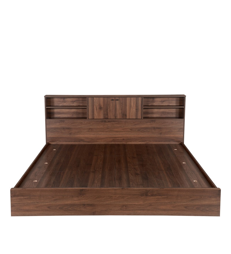 Buy Gunner Queen Size Bed with Storage in Wenge Finish by home Online
