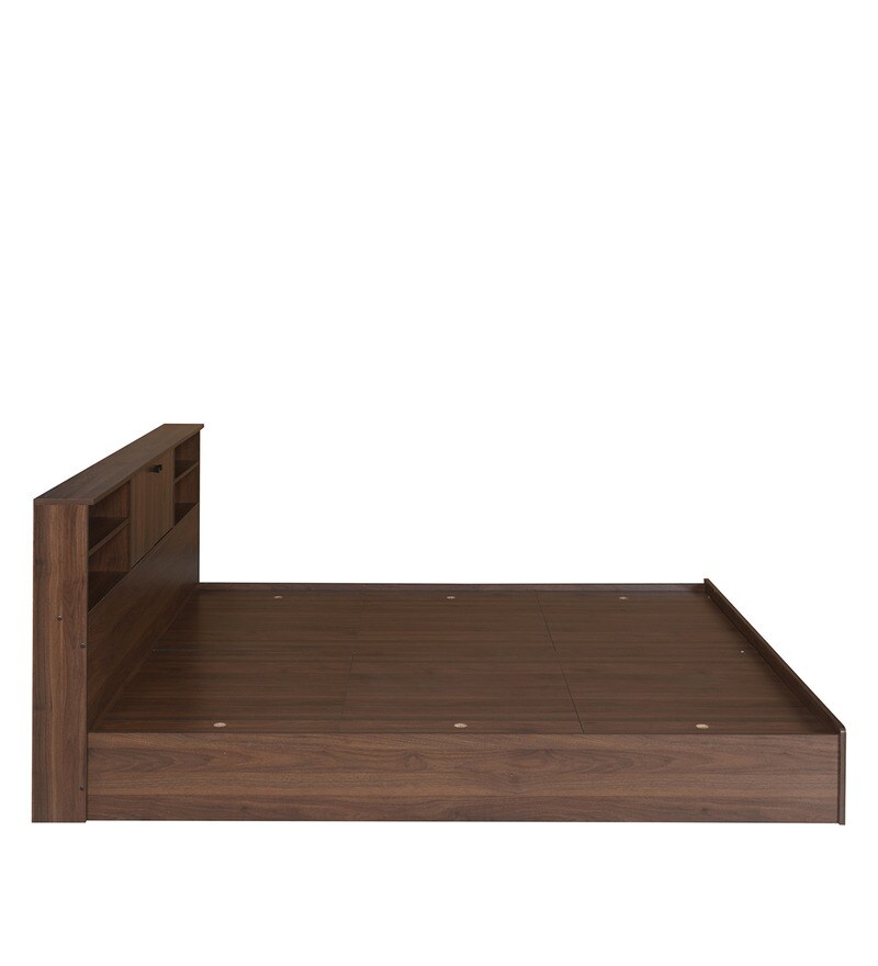 Buy Gunner Queen Size Bed with Storage in Wenge Finish by home Online