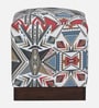 Guile Fabric Pouffe in Provincial Teak Finish