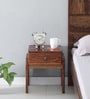 Messina Sheesham Wood Bedside Table in Scratch Resistant Rustic Teak Finish With Drawer