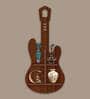 Guitar Shape Walnut Wood Wall Shelf