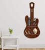 Guitar Shape Walnut Wood Wall Shelf