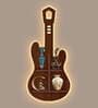 Guitar Shape Walnut Wood Wall Shelf