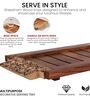 Gul Hand Carved Sheesham Wood Trays Set of Two with Fine Carving Handles