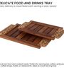 Gul Hand Carved Sheesham Wood Trays Set of Two with Fine Carving Handles