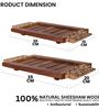 Gul Hand Carved Sheesham Wood Trays Set of Two with Fine Carving Handles