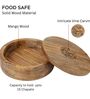 Gul Hand Crafted Mango Wood Chapati Box with Fine Carving Lid