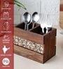 Gul Sheesham & Beech Wood Two Part Cutlery Holder