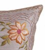 Grey Floral Jacquard 16 x 16 Inches Embroidered Cushion Covers (Set of 2)