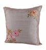 Grey Floral Jacquard 16 x 16 Inches Embroidered Cushion Covers (Set of 2)