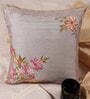 Grey Floral Jacquard 16 x 16 Inches Embroidered Cushion Covers (Set of 2)