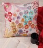 Off White Floral Blended Linen 16 x 16 Inches Embroidered Cushion Covers (Set of 2)