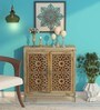 Gulmohar Solid Wood Cabinet in Natural & Gold Finish