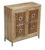 Gulmohar Solid Wood Cabinet in Natural & Gold Finish