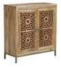 Gulmohar Solid Wood Cabinet in Natural & Gold Finish