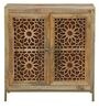 Gulmohar Solid Wood Cabinet in Natural & Gold Finish