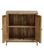 Gulmohar Solid Wood Cabinet in Natural & Gold Finish
