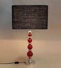 Gum Balls Red Black Fabric Shade Table Lamp with Red Base