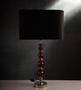 Gum Balls Red Black Fabric Shade Table Lamp with Red Base