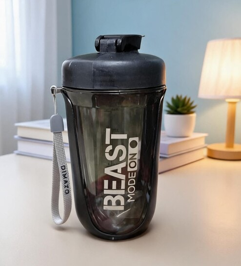 Black Gym Protein Shaker Water Bottle, 600 ml