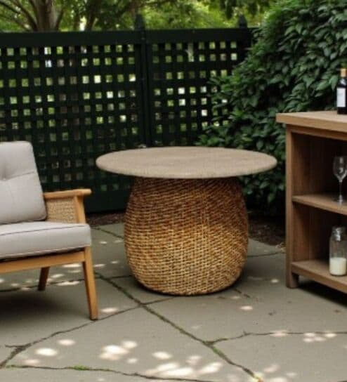 Gypsy Wicker Outdoor Table In Light Brown Finish