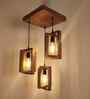 Gyro Brown Solid Wood Cluster Hanging Light