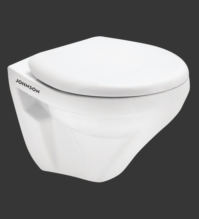 Buy Ceramic White P Trap Wall Mounting Commode (L 15, W 28, H 18