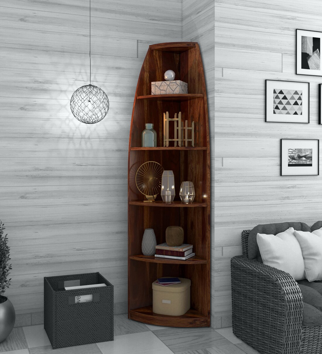 Buy Hadden Solid Wood Book Shelf In Provincial Teak Finish By