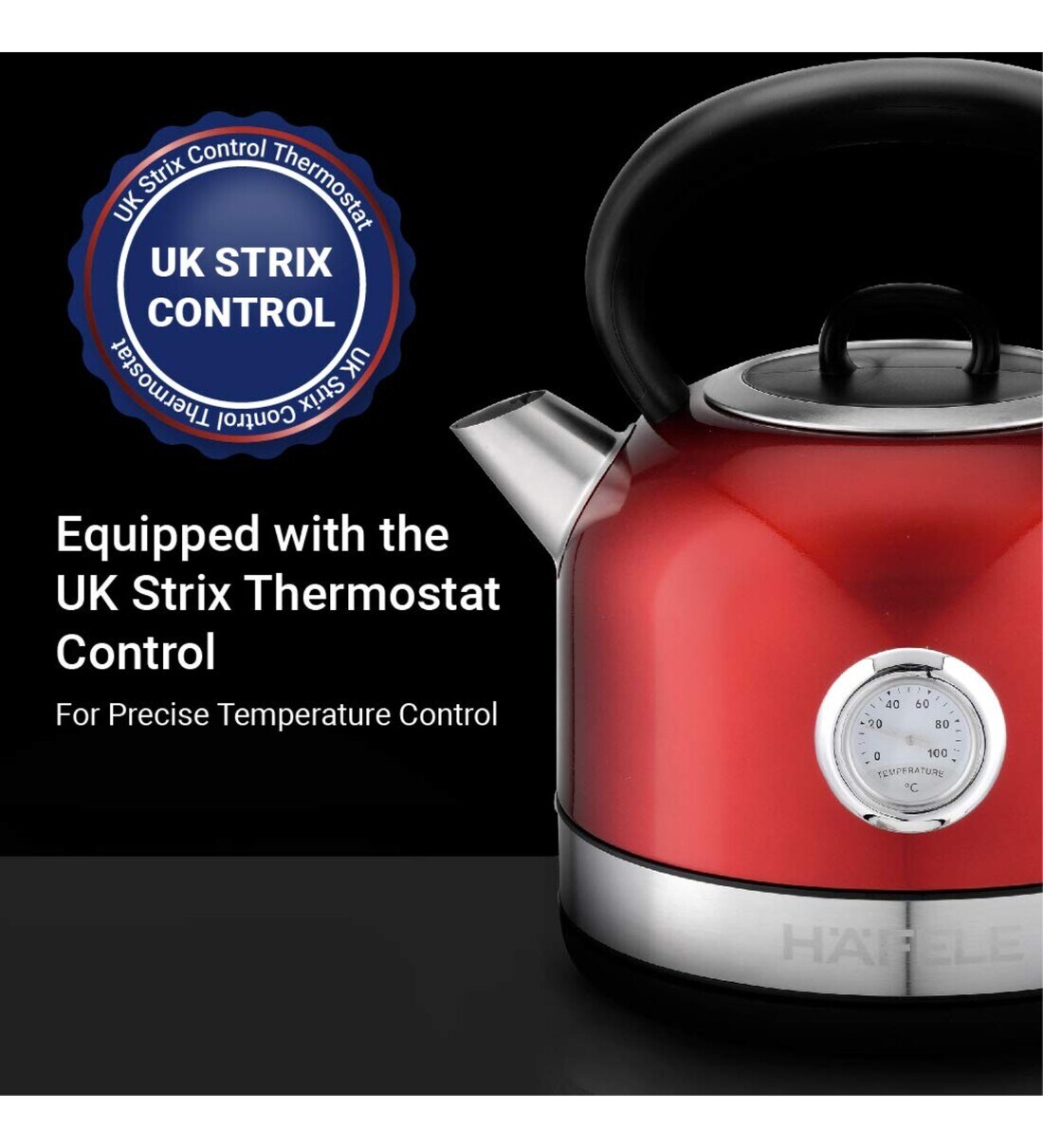 Buy Hafele 2150W 1.7L Electric Kettle with spout cover & Analogue Temperature Display (Red