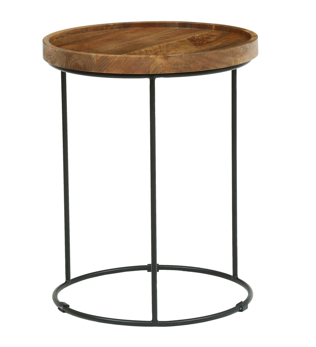 Buy Lew Metal Round End Table In Black Colour By Bohemiana Online