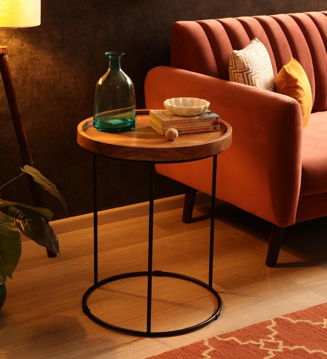 Buy Lew Metal Round End Table In Black Colour By Bohemiana Online